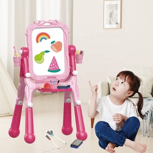 2 In1 Multifunctionele Magnetische Tekentafel Roze Opdoen Spelen Dressoir Tafel Schrijfbord Met Stoel Voor Meisjes - Product Image 3