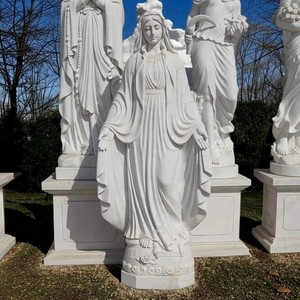 Satış özel hıristiyan klasik dini aziz taş heykel yaşam boyutu doğal beyaz taş anne bakire Mary mermer heykel
