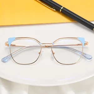 2024最新991002渐变色光学新款儿童眼睛防蓝光阻挡眼镜时尚金属光学眼镜眼镜架