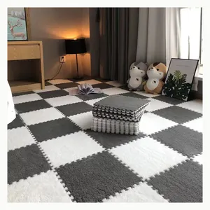 2024 new products Factory wholesale Bedroom Children's crawling mat Jigsaw fluffy carpet tiles interlocking