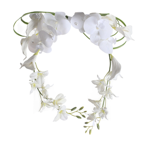 H377 Bouquet de mariée élégant en fleurs de Phalaenopsis cascade pour la cérémonie de mariage et l'enregistrement de mariage, bouquet à main - Product Image 5