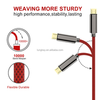 Kabel Micro USB V8 1m dengan Jalinan Nilon, Pengisian Cepat, PVC, Pelindung Jalinan Tembaga Murni, USB-A Male ke Micro Male untuk Data Komputer