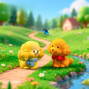 Miniatura de Paisaje, Cachorro de Peluche, Simulación de <span class=keywords><strong>Animal</strong></span>, Artesanía de Resina, Decoraciones DIY, Mini Adornos para Coche y Escritorio - Product Image 4