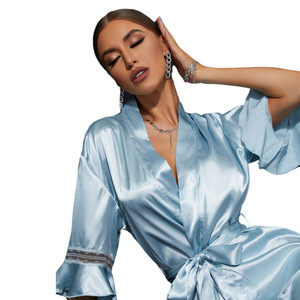Robes de mariée courtes en soie de luxe sur mesure en gros pour femmes Robe en satin à dentelle Sexy - Product Image 4