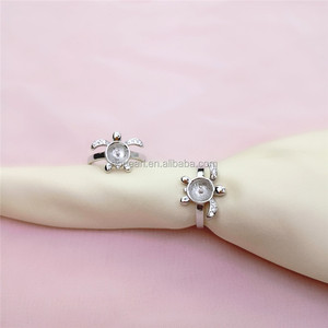 SSR254 خاتم الفراغات 925 فضة DIY اللؤلؤ لطيف السلاحف حلقة النتائج للمجوهرات لوازم - Product Image 4