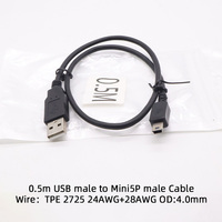 Cable USB 2.0 Macho a Mini USB de 5 Pines de 0.5m 1m 5m con Carga Rápida de 3A y Blindaje Trenzado para GoPro, Controlador y Reproductor MP3