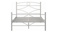 Lit double moderne en métal avec cadre géométrique circulaire, lattes métalliques rafraîchissantes inclinables, aucun sommier tapissier nécessaire, pour chambre et appartement