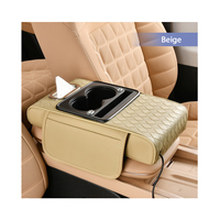Boîte d'accoudoir de voiture multifonctionnelle de luxe multicolore avec chargeur intégré pour porte-gobelet et rangement de téléphone