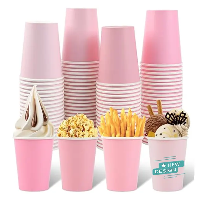 Pink Party Cups Einweg-Kaffeetassen Pastell Weihnachts getränk Trinkbecher für Kaffee Tee Hochzeit Braut