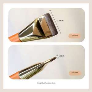 แปรงแต่งหน้าแบบผงเดียวเส้นไม้น้ำหนักเบาดีไซน์โค้งหัวแบนไม่กินแป้งไม่มีรอยแปรงสำหรับมาสก์หน้า - Product Image 3