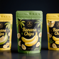 Sachets d'emballage alimentaire personnalisés en matériau laminé, feuille d'aluminium et plastique, pour chips de banane, chips de pomme de terre et autres snacks