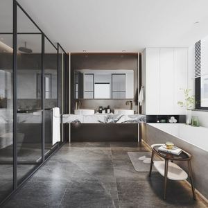 Mueble de Baño Flotante de Mármol Personalizado para Hotel, Muebles de Baño Modernos de Lujo, Mueble de Baño Flotante de Pared - Product Image 4