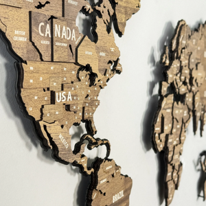 Carte du monde en bois 3D, grande décoration murale en bois, idée cadeau de déménagement pour la maison et la cuisine - Product Image 2