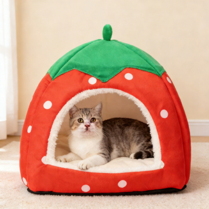 Novedades Navideñas: <span class=keywords><strong>Cama</strong></span> para Gatos con Diseño de Caja de Regalo, Cálida, Linda, Ecológica, Semicerrada, de Tela Afelpada para Invierno - Product Image 5