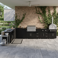 Cuisine extérieure modulaire en acier inoxydable de style européen, sans formaldéhyde, design moderne, barbecue modulaire pour villa