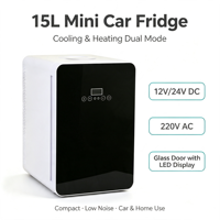 Réfrigérateur portable électrique chaud et froid de 15 litres, porte en verre, table, voiture, mini bar, réfrigérateur, efficace énergétiquement