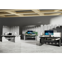 Bureau debout moderne à 2 places, moteur double, cadre de table convertible extensible à hauteur réglable en 3 étapes