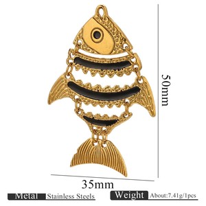 Breloques en émail en acier inoxydable en forme de poisson, pendentifs d'<span class=keywords><strong>été</strong></span> sur le thème de l'océan, breloques animaux aquatiques pour la fabrication de bracelets et colliers DIY - Product Image 6