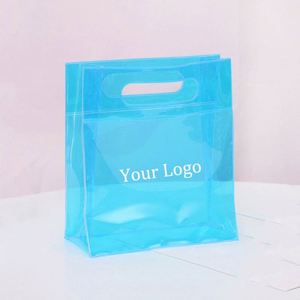 Waterproof Pvc <b>Plastic</b> Fabric Summer Clear Beach <b>Tote</b> Bag Holographic Shopping Custom Transparent Bags With Printed Logo - Product Image 1