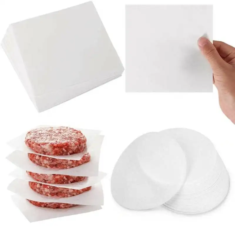 100pcs 5.5Inch Hamburger Patty Paper Round Wax Paper Sheet Square Parchment Paper for Burger Press Baking Cake Baking Separate