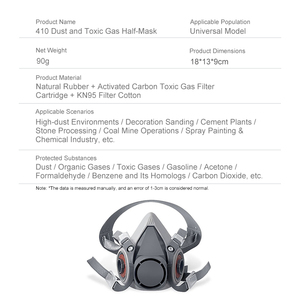 चीन आपूर्तिकर्ता जैविक गैस धूल रासायनिक सुरक्षा के लिए आधा फेस मास्क FD-410 दोहरी कारतूस - Product Image 4