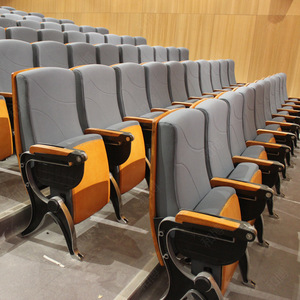 เก้าอี้โรงเรียน/โรงพยาบาล/ห้องบรรยาย รุ่น HB608 สีเทา บีช ยี่ห้อ Manwa Expo พร้อมที่วางแขนแบบติดตั้ง - Product Image 1