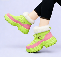 Nouvelles bottes d'hiver pour femmes 2026, luxe, vert et rose, thermiques, imperméables, design unique, doublure en coton, respirantes, chaudes, cheville