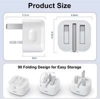 Pabrik Langsung Penjualan Terlaris Charger USB-C Standar Inggris 20W Pengisian Cepat PD 3.0 Rotasi 90 Derajat Kemasan ABS Tahan Lama