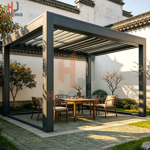 Pabellón de Jardín Impermeable con Iluminación LED, Pérgola de Aluminio 3x3 3x4 con Control Remoto y Diseño Natural - Product Image 3