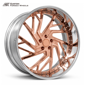 ล้อฟอร์จ 2 ชิ้น สีโรสโกลด์โครเมียม 5 ก้าน ขนาด 18-26 นิ้ว 6-12J 5x114.3 ขอบลึก ET15 สำหรับ<span class=keywords><strong>รถยนต์</strong></span>หรูหราสไตล์ Stance - Product Image 1