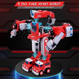 Jouets <span class=keywords><strong>de</strong></span> construction STEM pour enfants 5 en 1 <span class=keywords><strong>Camion</strong></span> <span class=keywords><strong>de</strong></span> pompiers <span class=keywords><strong>de</strong></span> sauvetage Construction Transformer Voiture Démonter Robot Jouets Véhicule pour enfants - Product Image 6