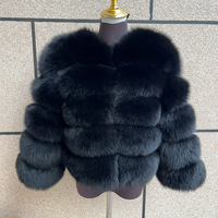 HUA QIU MEI SI Vente en gros de vestes en fourrure véritable pour femmes, veste courte en fourrure de renard véritable marron chocolat pour femmes