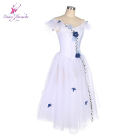 Costume de tutu de ballet blanc long romantique 20534, robe de danse de fée imprimée pour spectacle de scène