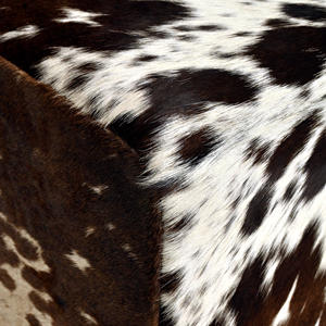 Repose-pieds carré minimaliste moderne en cuir de vache Décor en bois naturel pour le salon - Product Image 5