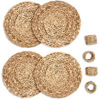 Napperon rond en osier et paille tissée en herbe marine, étiquette personnalisée, dégradable, pour mariage, vente en gros