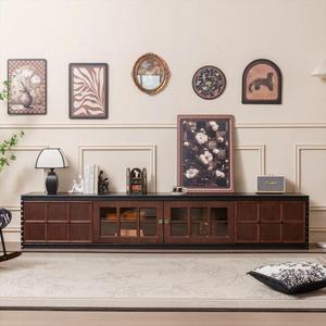 French Retro Solid Wood Tv Cabinet Antique Style Storage Display Cabinet Living Room Floor Standing <b>Unit</b> - Product Image 2