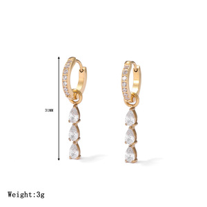 ต่างหูเกาหลียอดนิยม ชุบทอง สแตนเลส ป้องกันการแพ้ แบบเงา ทรงห่วง หยดน้ำ แฟชั่น ต่างหูห้อย - Product Image 6