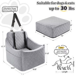 Asiento Elevado para Perros y Gatos Pequeños, con Cubierta Lavable Acolchada Oxford Estampada y Correas de Seguridad - Product Image 2