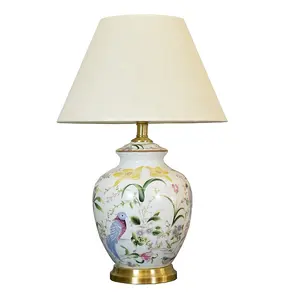 美式乡村陶瓷台灯手绘花瓶卧室床头灯装饰照明