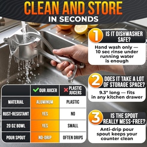 Presse-agrumes <span class=keywords><strong>manuel</strong></span> en aluminium, presse-fruits OEM ODM personnalisé, outils pour fruits et légumes antiadhésifs et compatibles lave-vaisselle - Product Image 5