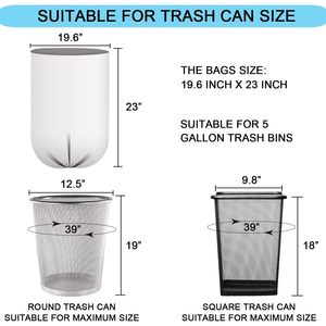Sacs poubelles transparents 19,6x23 pouces, 5 gallons, sans odeur, pour maison, bureau, cuisine, salle de bain, 105 unités - Product Image 2