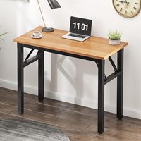 Bureau d'ordinateur pliable en métal fin et en bois de haute qualité, sans assemblage requis, pour les petits espaces, bureau à domicile