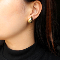 Boucles d'Oreilles Dupes Boucles d'Oreilles Légères Gouttes d'Eau Creuses Créoles Ouvertes Hypoallergéniques Plaqué Or Bijoux de Mode