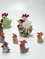 Figurine d'animal en verre poli fait main, Perles de verre colorées, Motif Poussin et Coq Créatif, pour Salon