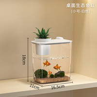Petit aquarium de bureau, aménagement paysager miniature, aquarium écologique renforcé, aquarium de bureau pour poissons betta, aquarium pour poissons rouges, hydroponique