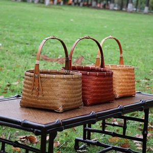 <b>Bamboo</b> Woven Storage Baskets Rectangle Handmade For Kitchen Food <b>Container</b> Neatening - Product Image 1