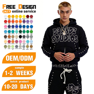 Felpa con Cappuccio Personalizzata all'Ingrosso, Stile Ninja a Doppio Strato, in French Terry, con Zip Intera, Design Graffiti <span class=keywords><strong>Gangster</strong></span>, Streetwear Hip Hop - Product Image 1