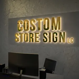 カスタムメイドのLEDサイン3Dメタルロゴサイン屋外バックライト付きレターサイネージはビジネスのための照明付きサイン看板を導きました