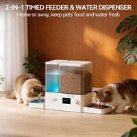 Distributeur de nourriture intelligent semi-automatique 2-en-1 pour animaux de compagnie, grande capacité 5L, réservoir d'eau par gravité 4L, écran LCD, pour chiens