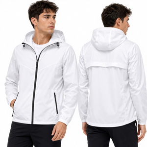 Men's Women Hooded Windbreaker <b>Jacket</b> <b>Lightweight</b> Zipper Closure Casual <b>Summer</b> Outdoor Wear - Product Image 4